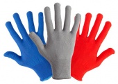 Перчатки нейлоновые без покрытия (черные, белые, красные, синие, зеленые)