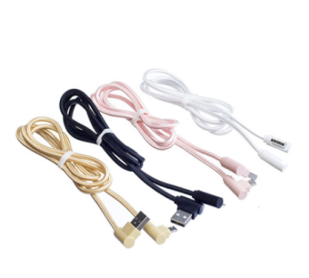 Кабель USB - microUSB плетеный угловой розовое золото 1,0м