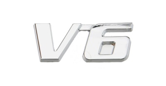 Наклейка металл "V6" 6х5см
