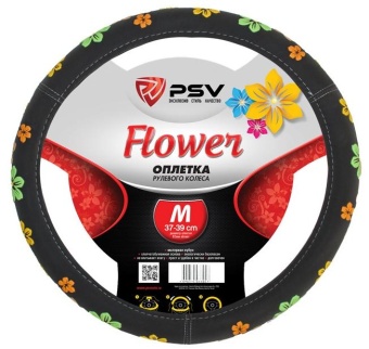 Оплетка на руль черная PSV Flower "М"