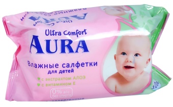 Салфетки влажные детские Aura Ultra Comfort 120шт.