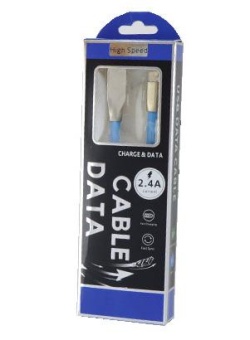 Кабель USB - Apple Lightning плоский синий 2,4А 1,0м