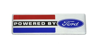 Наклейка металл "Powered by Ford" 10х3,2см