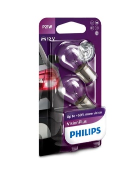 Лампы BA15s (P21W) (+60% яркости) Philips Vision Plus блистер 2шт.