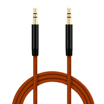 Аудио  кабель с 3,5 на 3,5 Am-Am (2,0м) тканевая оплетка, оранжевый 4 контакта