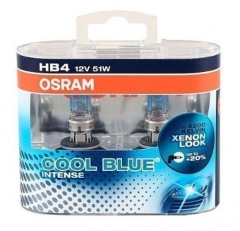 Лампы Osram НВ4 (51) (4200К) 9006 Cool Blue Intense 2шт.
